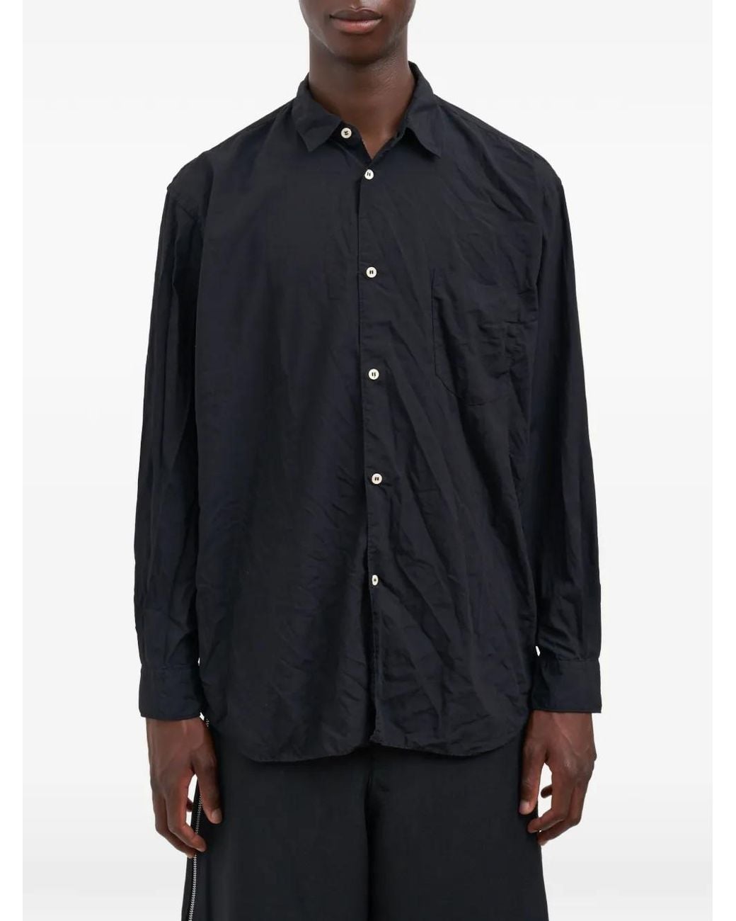 Comme des Garçons Blue Wrinkled-Effect Chest-Pocket Shirt for men
