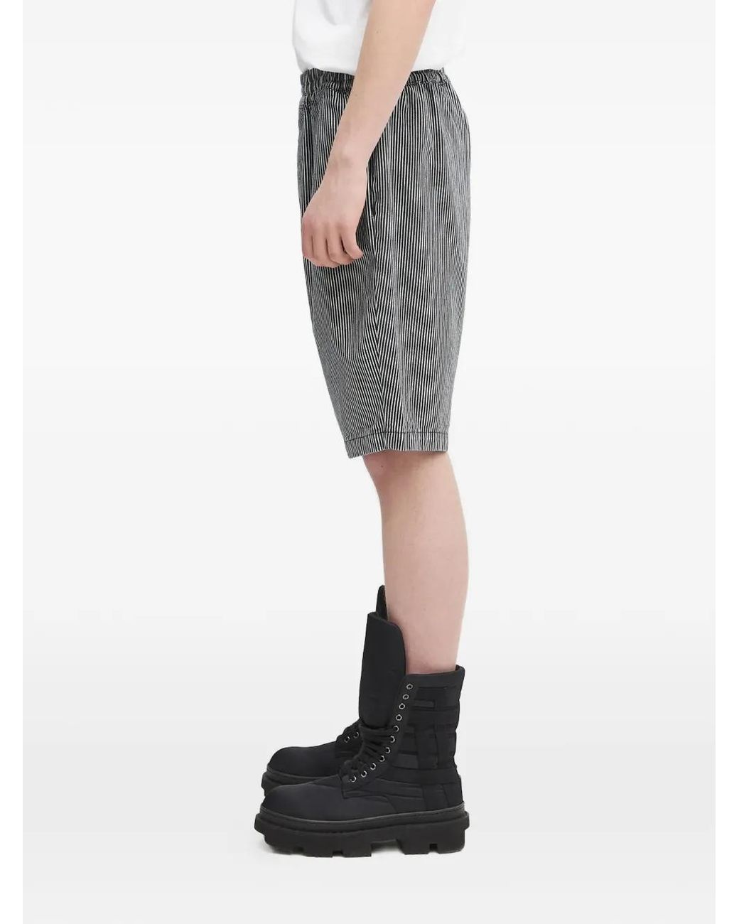 Aries Gray Striped Patch Shorts for men