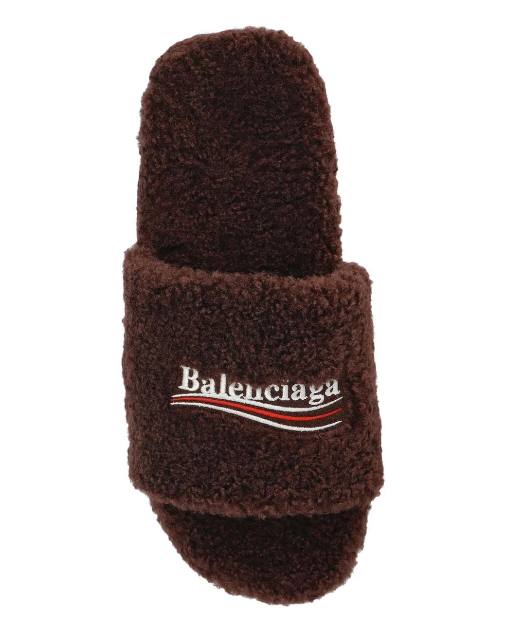 Balenciaga Brown Furry Open Mules for men
