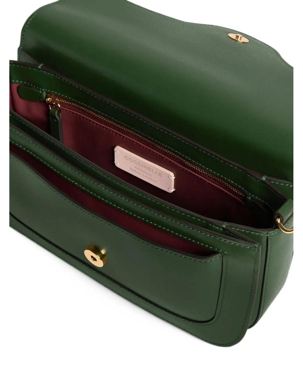 Coccinelle Green Medium C-Me Logo-Plaque Leather Shoulder Bag