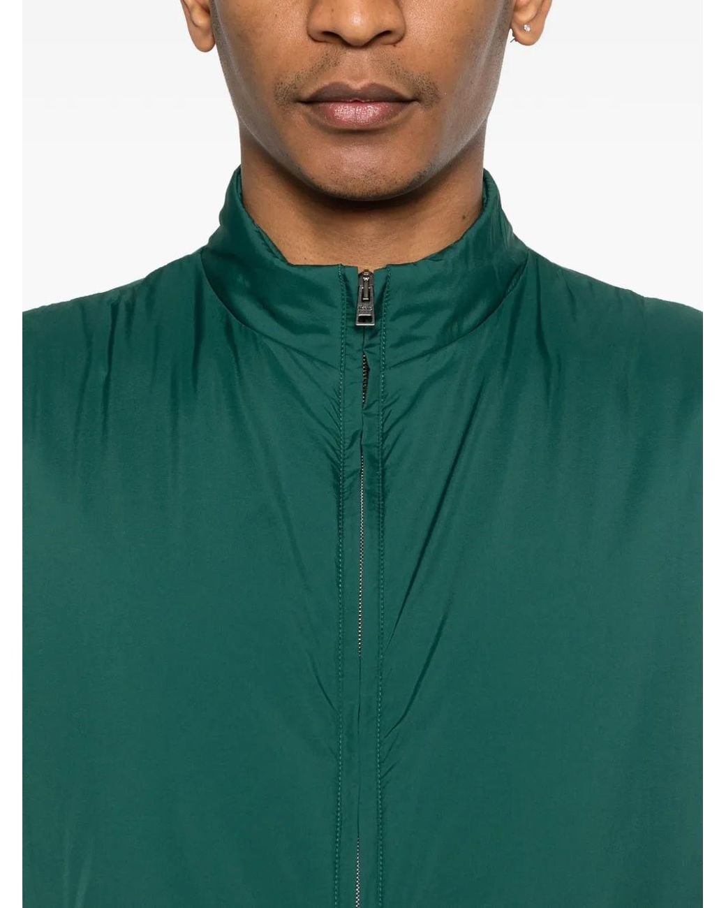 Herno Green Zip Sleeveless Polyamide Gilet for men