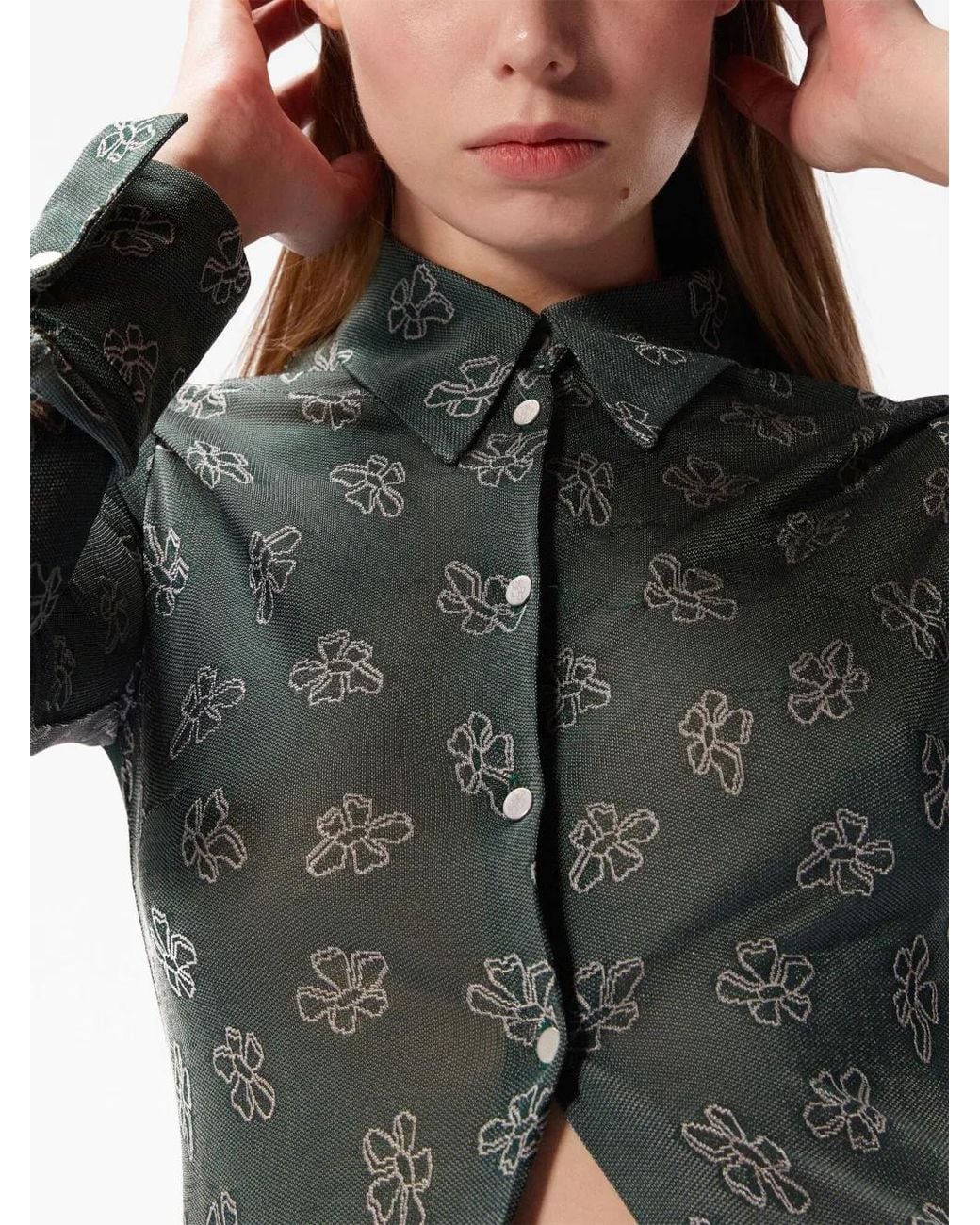 MACCAPANI Green Andre Monogram-Jacquard Maxi Shirtdress