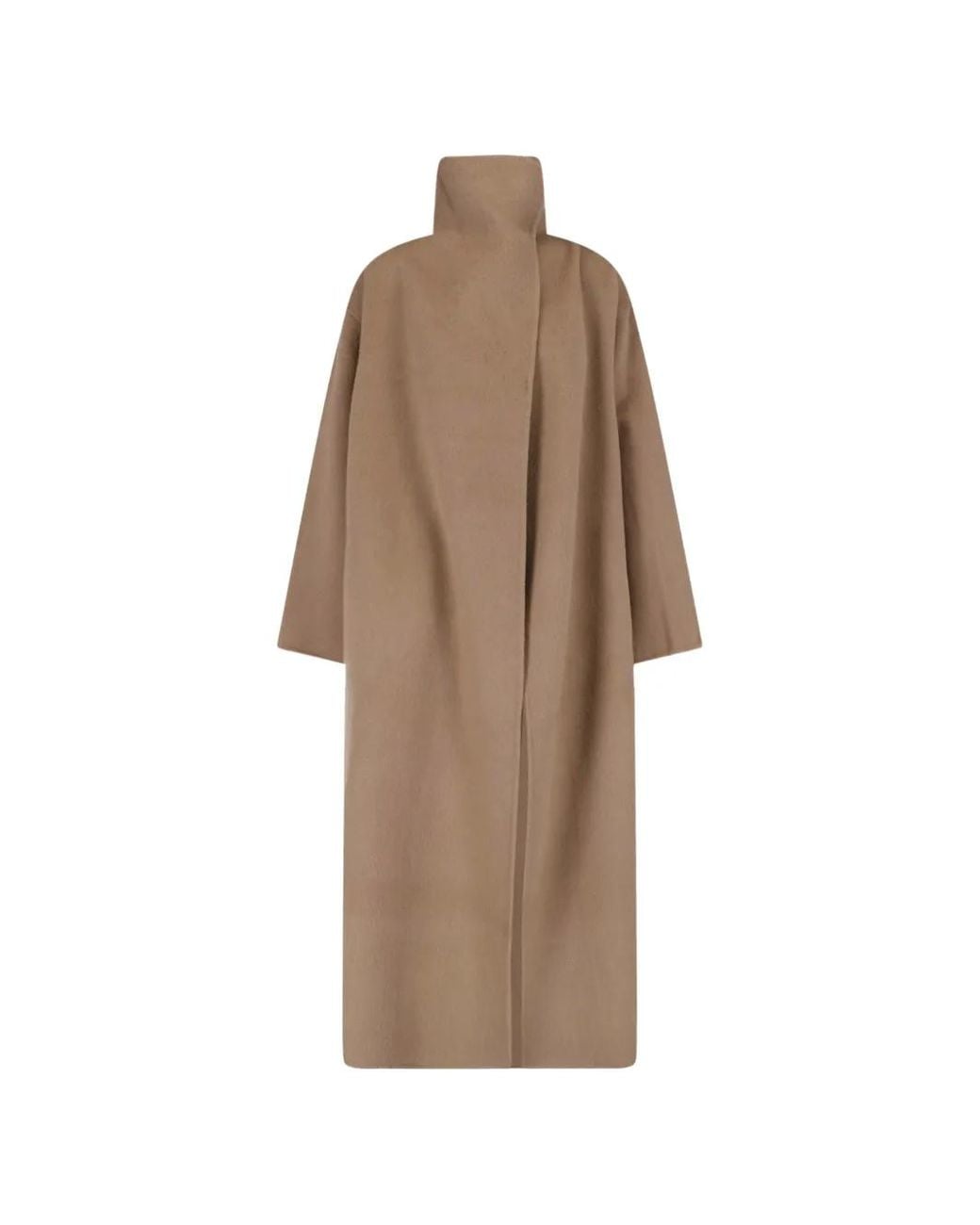 Almada Label Natural High-Neck Concealed-Fastening Coat