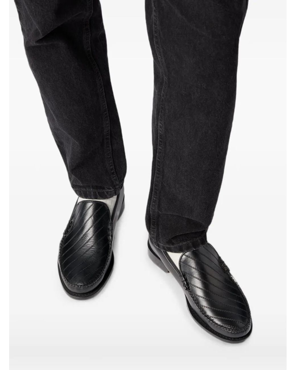 G.H.BASS Black Cobra Venetian Tram-Stitch Loafers for men