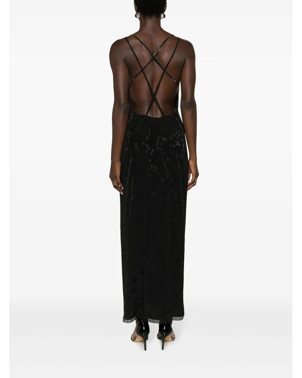 Zadig & Voltaire Black Rohal Star-Jacquard Silk Dress