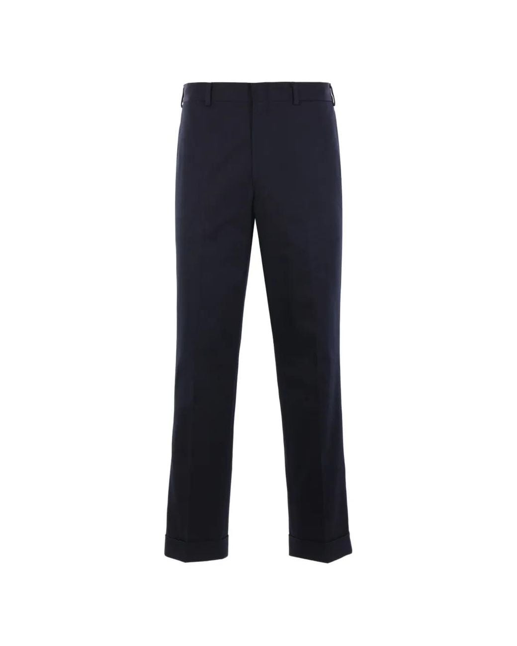 J.Press Blue Gabardine Turn Up Trousers for men