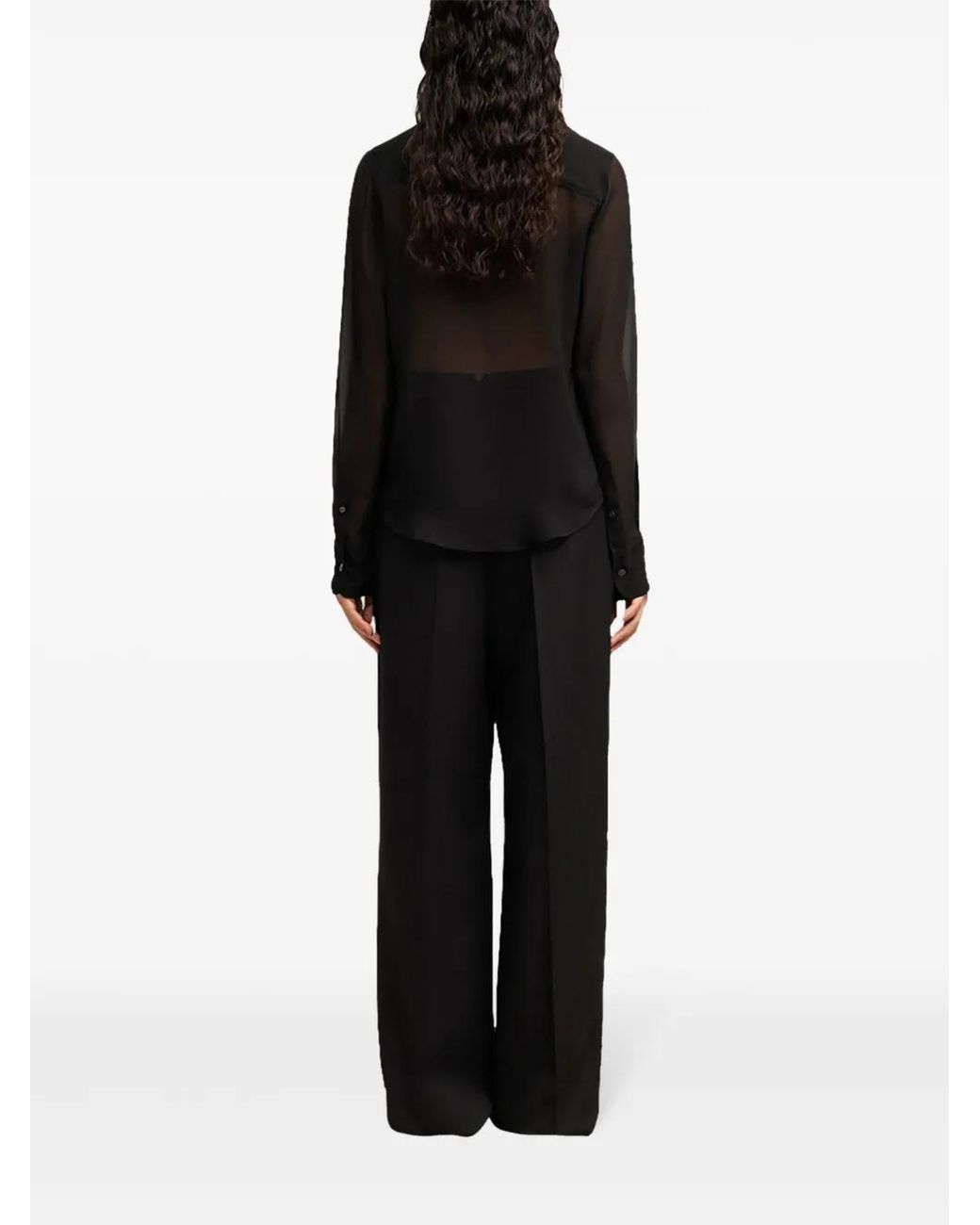 AMI Black Acot Silk Blouse