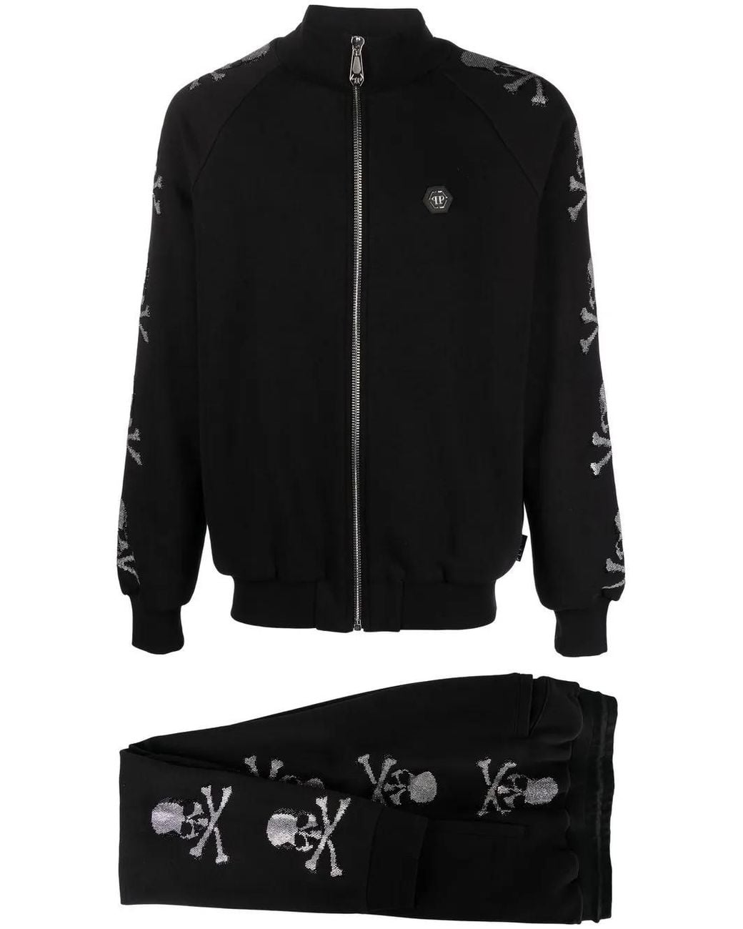 Philipp Plein Black Skull-Motif Track Jacket for men