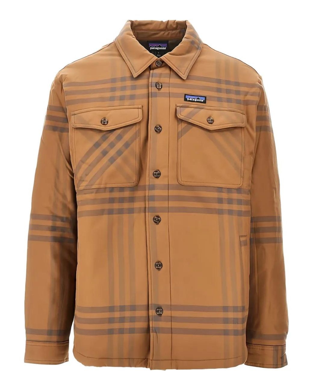 Patagonia Brown Plaid Padded Overshirt for men