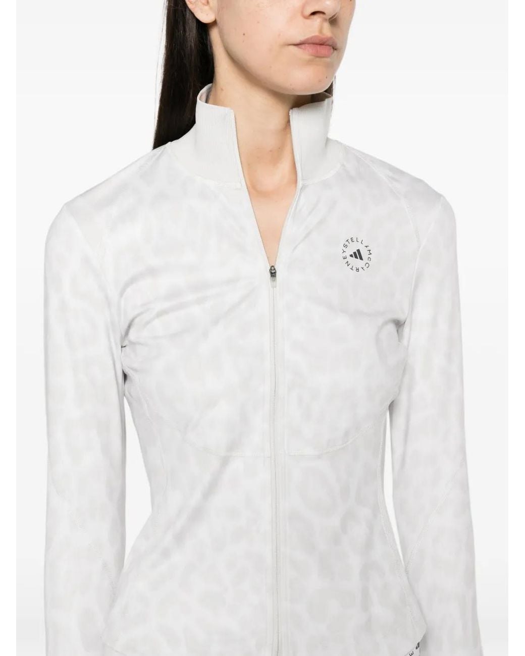 Adidas By Stella McCartney White Leopard-Print Track Jacket