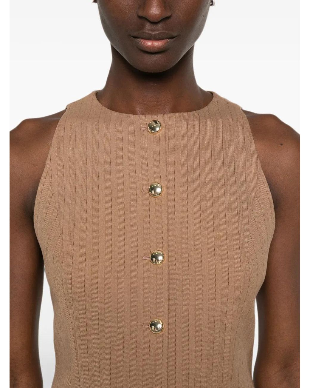 Maje Brown Long Tailored Waistcoat