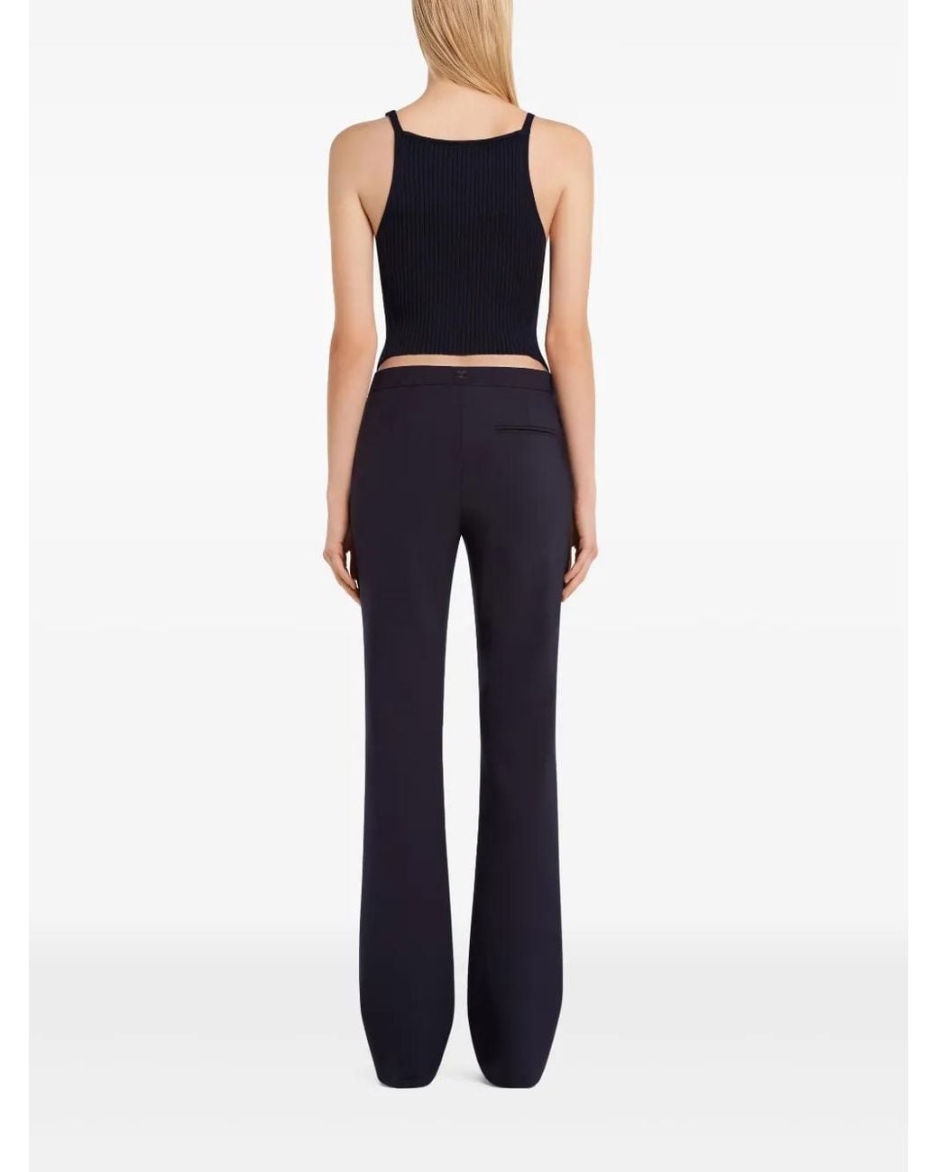 Courreges Blue Top Pointy Buckle Rib Knit