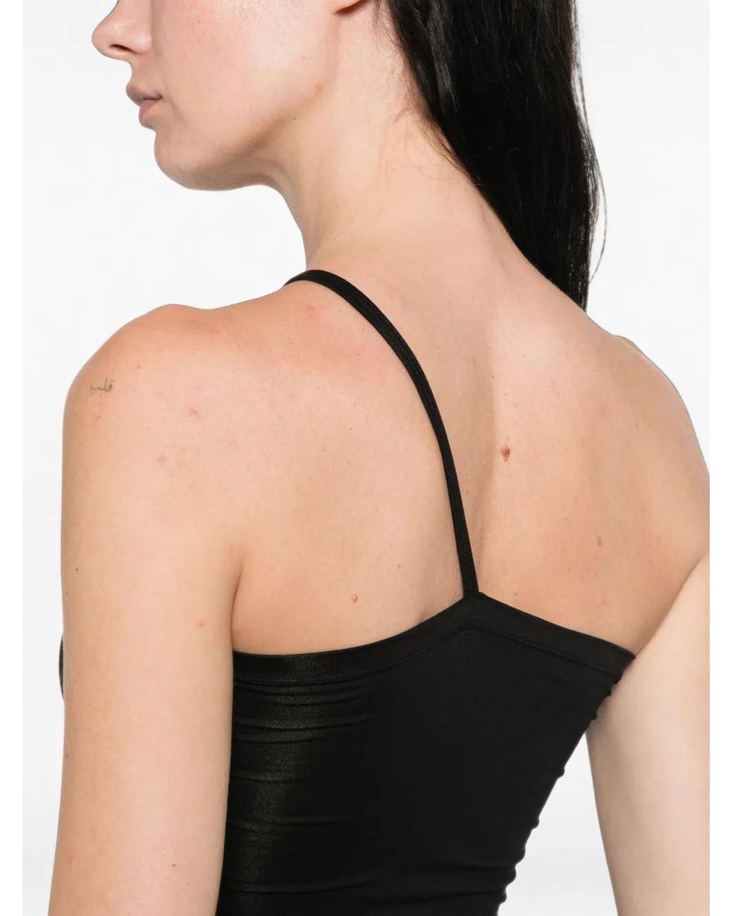 Baserange Black One-Shoulder Sleeveless Top