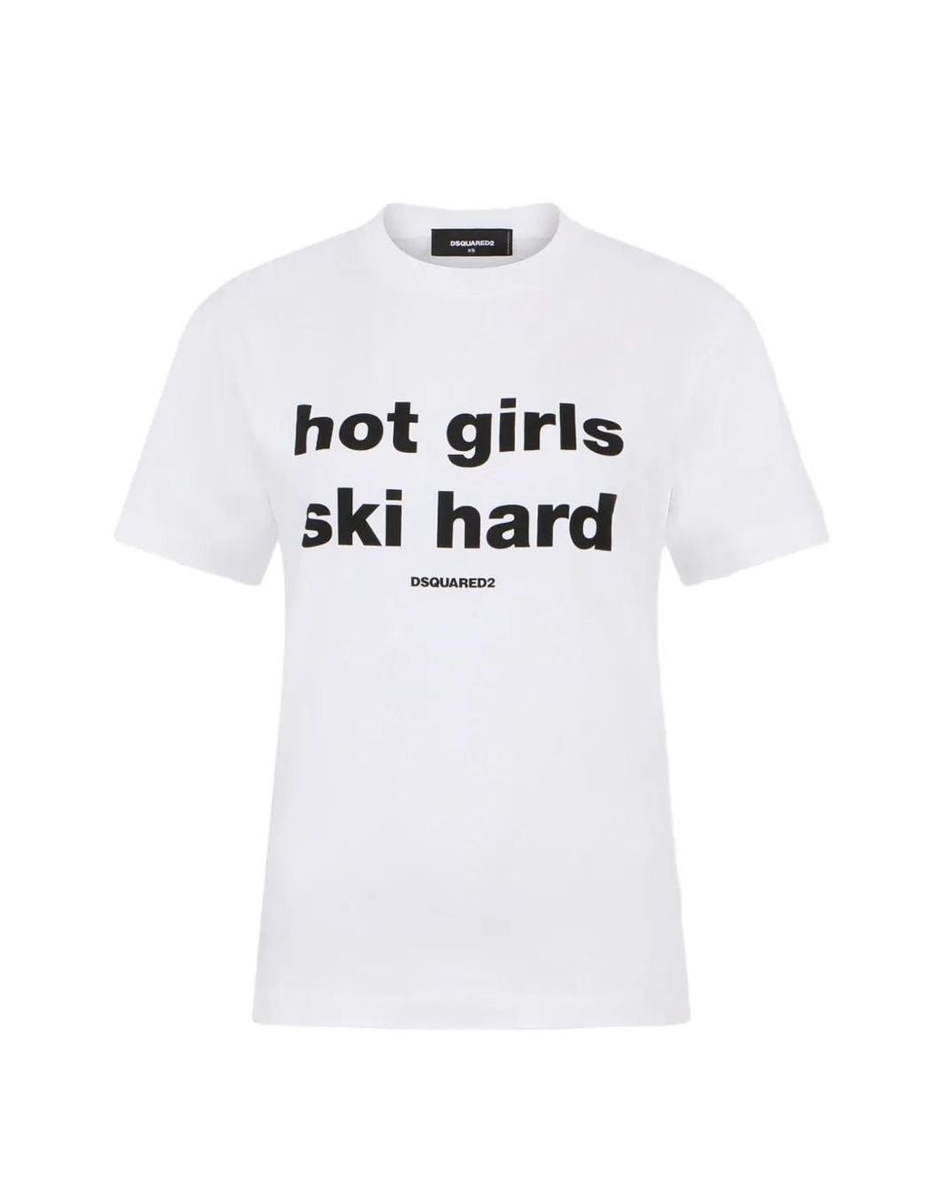DSquared² White Hot Girls Ski Hard Just Right Fit T-Shirt