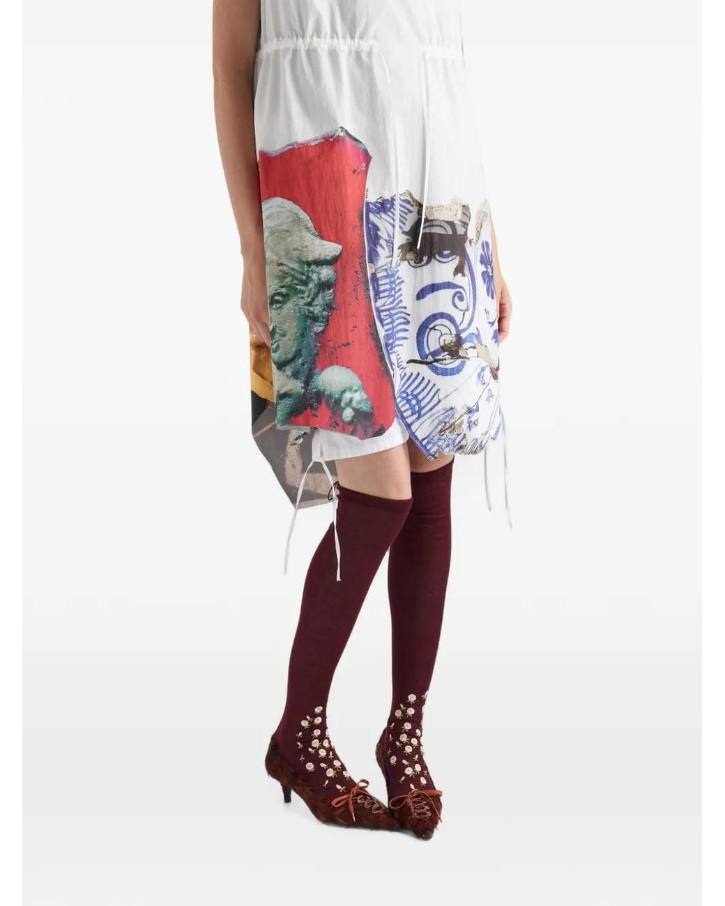 Prada White Printed Compact Fabric Dress