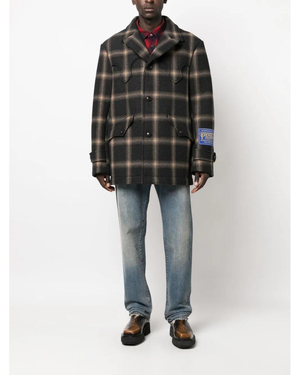 Maison Margiela Black X Pendleton Checked Wool Coat