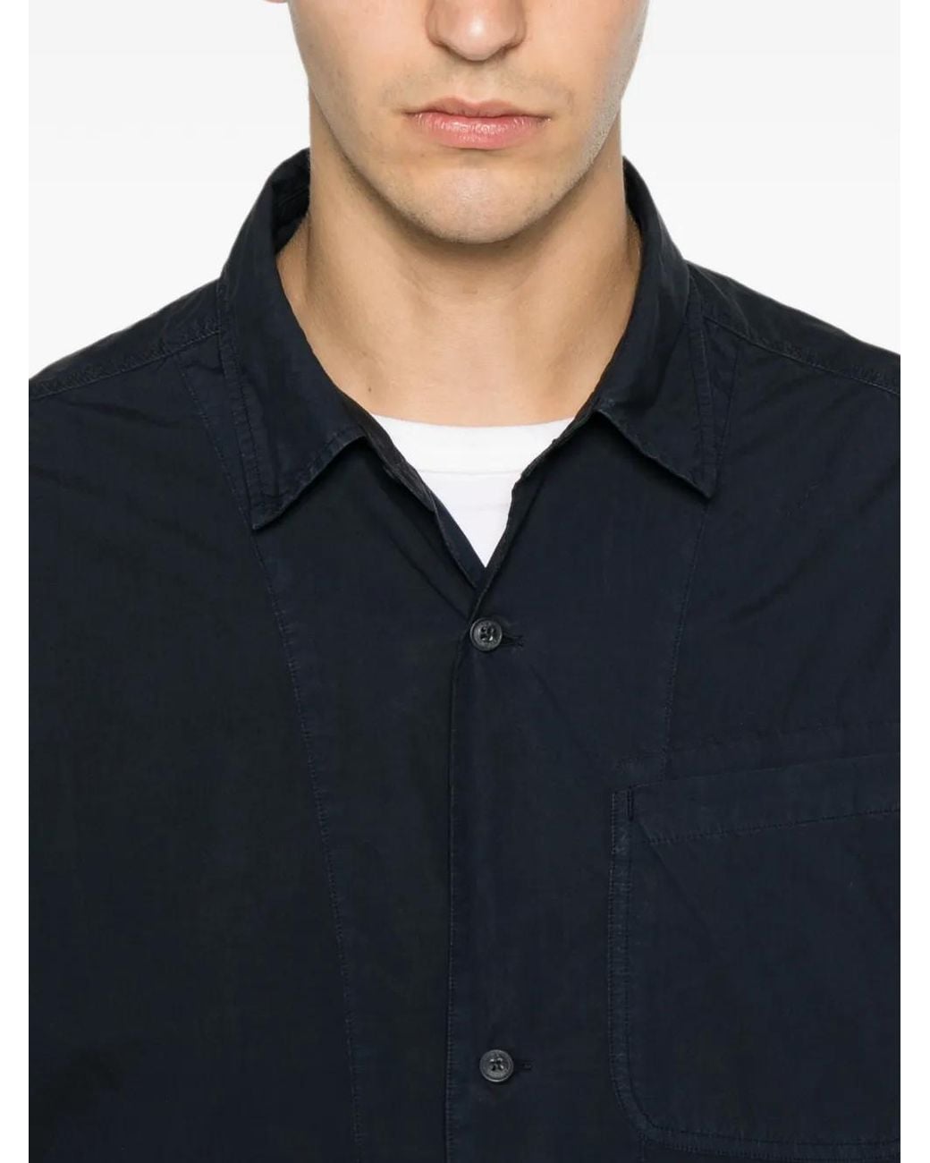 C P Company Blue Lens-Detail Button-Up Shirt for men