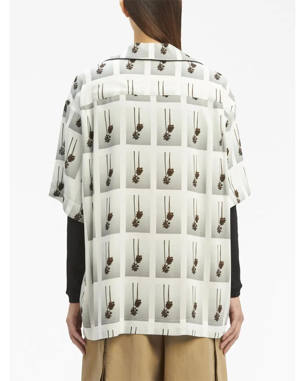 Palm Angels White Mirage Palm-Tree Print Bowling Shirt