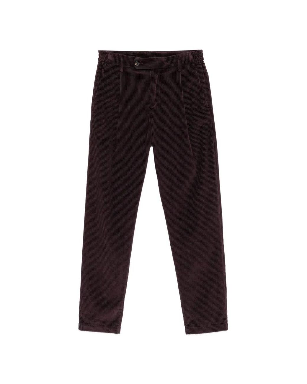 Eleventy Black Pleated Corduroy Trousers for men