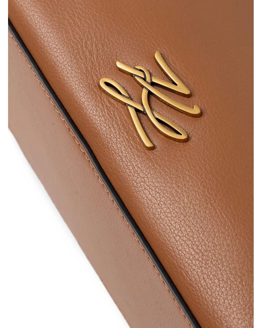 Karl Lagerfeld Brown K/Autograph Logo-Plaque Leather Tote Bag