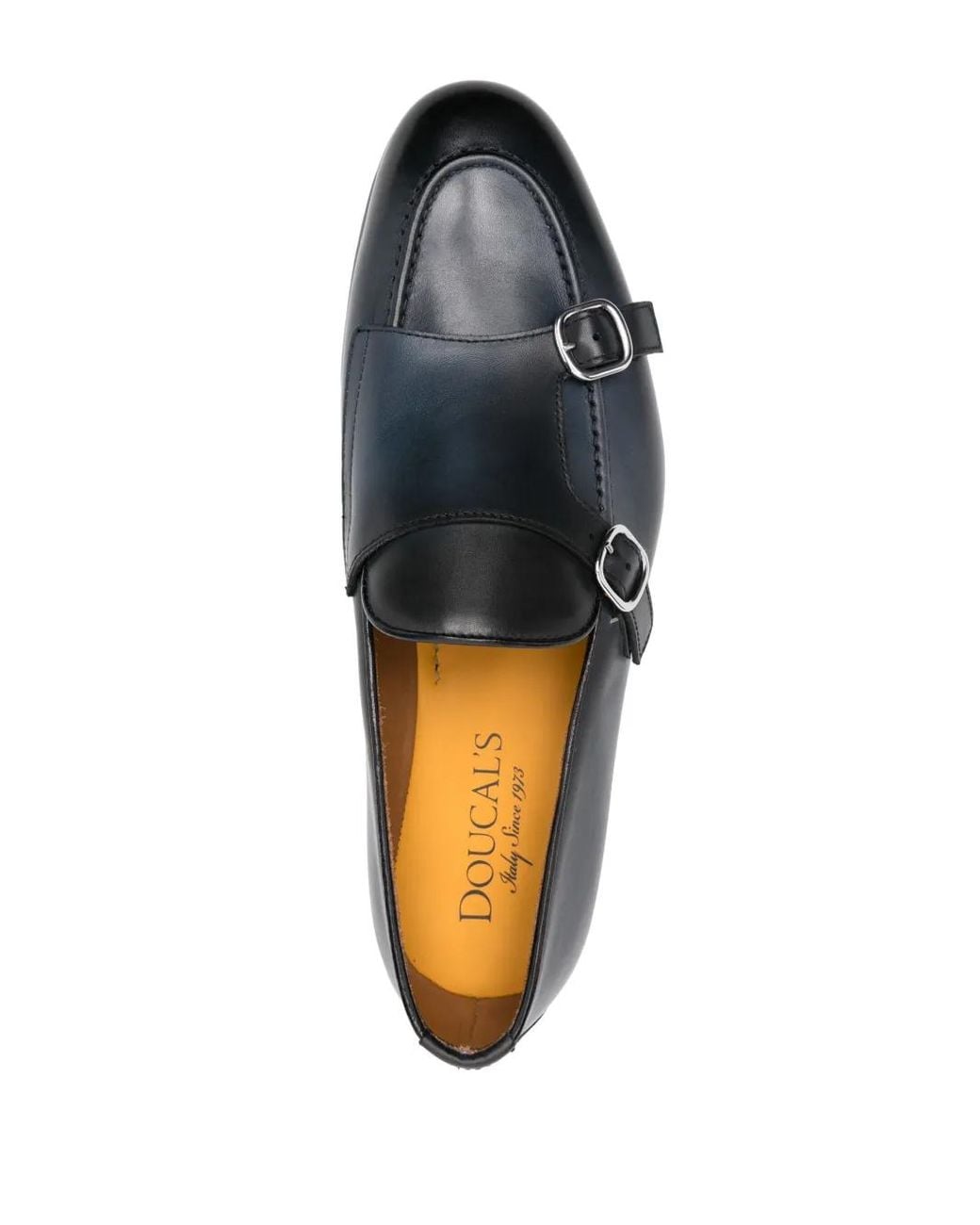 Doucal's Gray Double-Buckle Leather Loafers for men