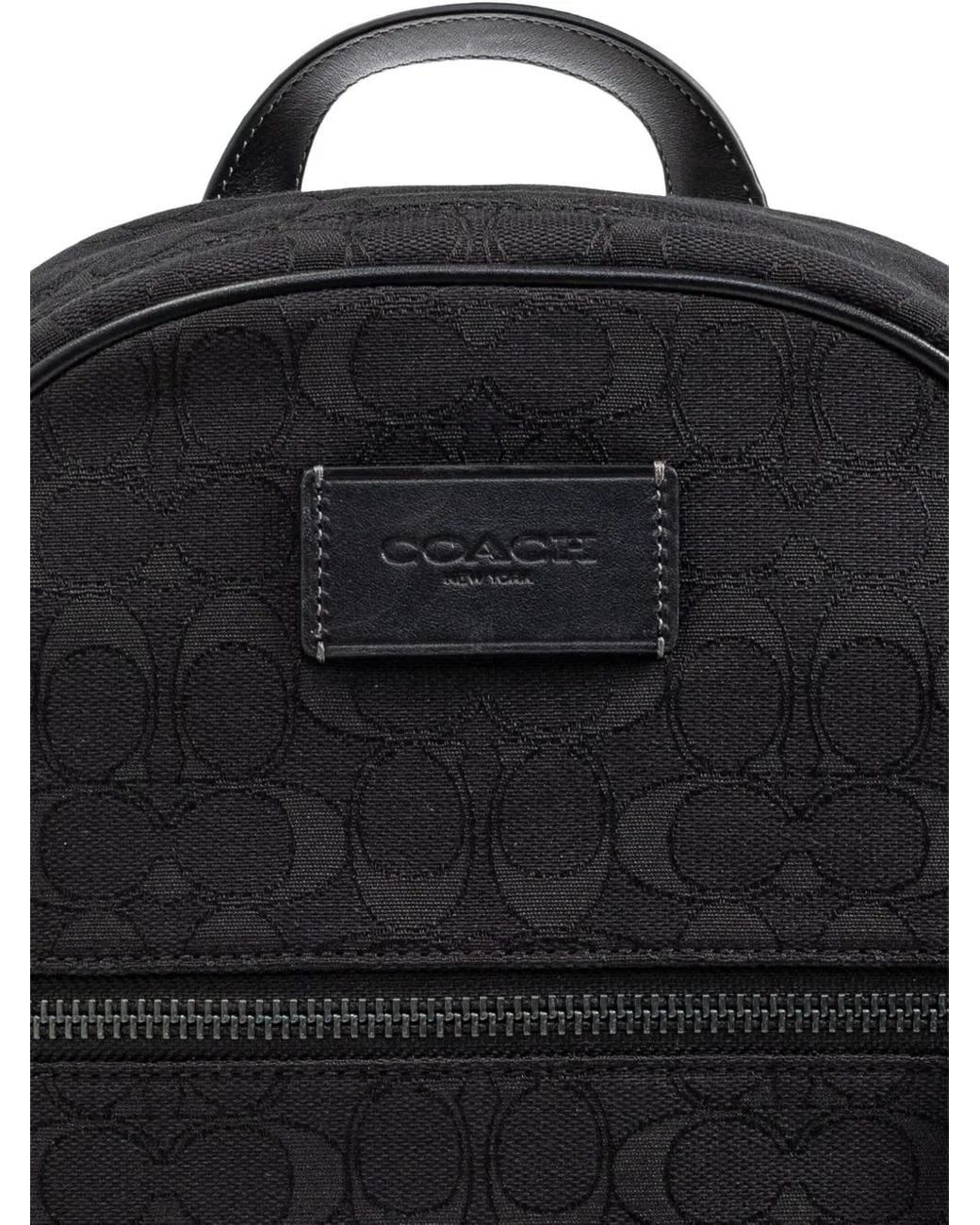 COACH Black Theo Patterned Backpack for men
