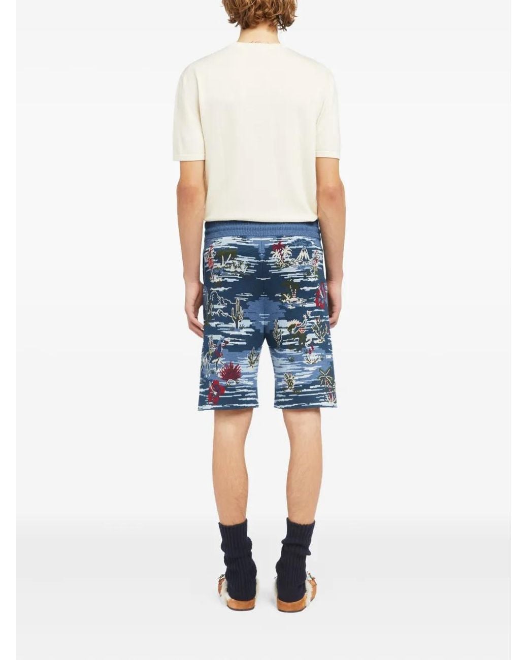 Alanui Blue Tex-Hawaii Roundtrip Shorts for men