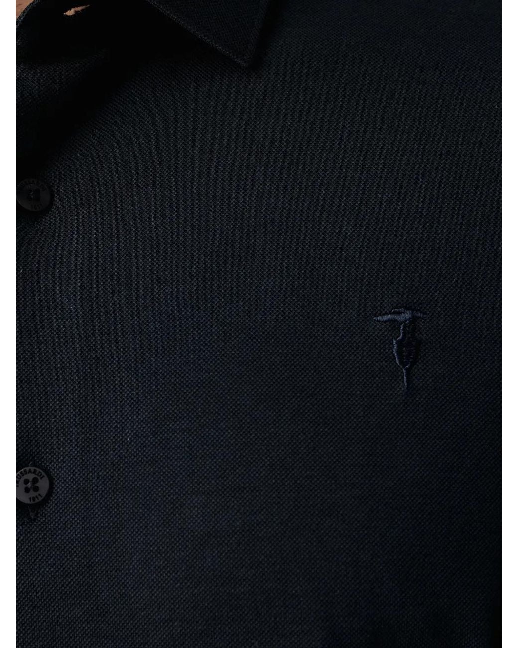Trussardi Black Logo-Embroidered Piqué Shirt for men