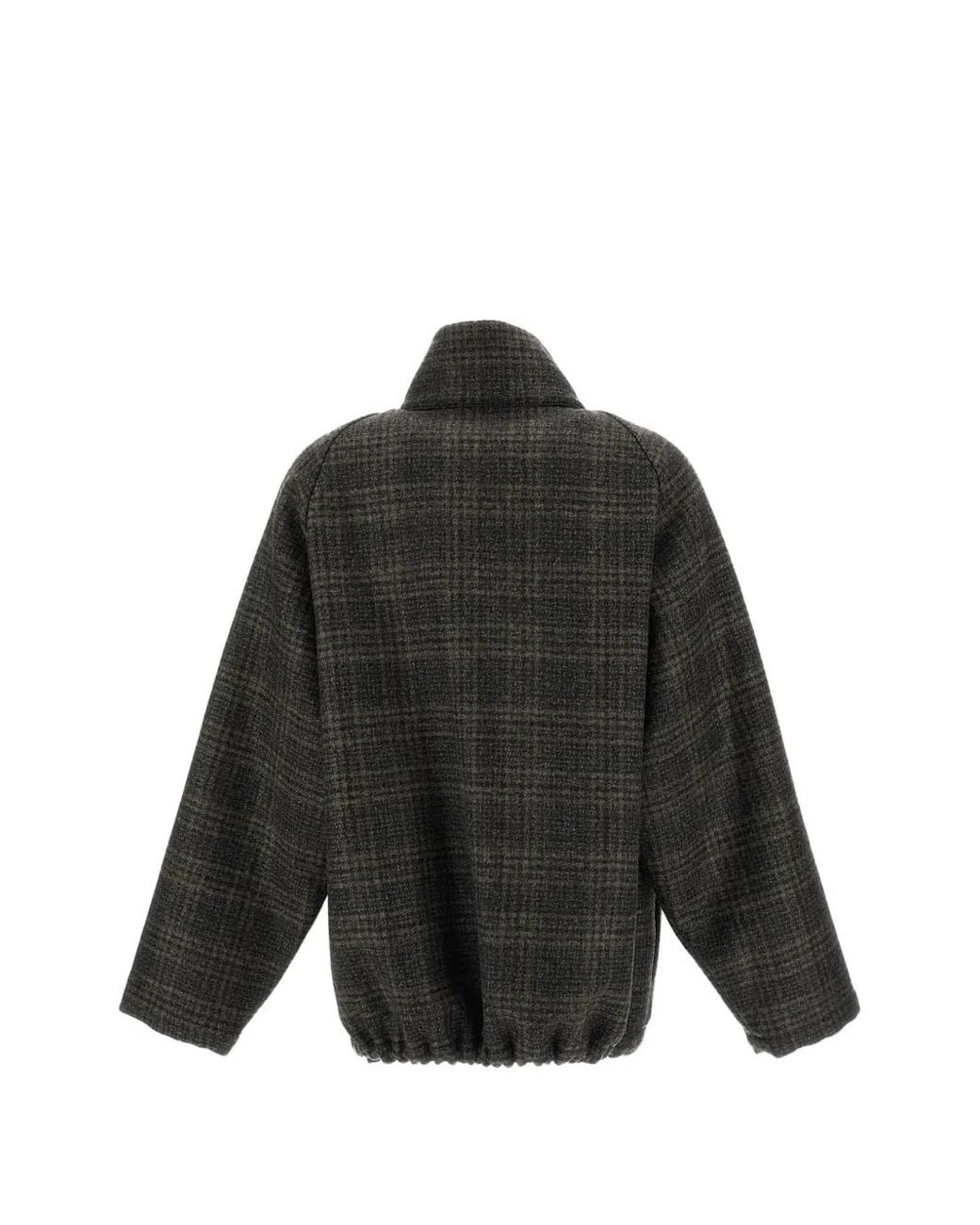 Barena Black Checked Wool-Blend Coat