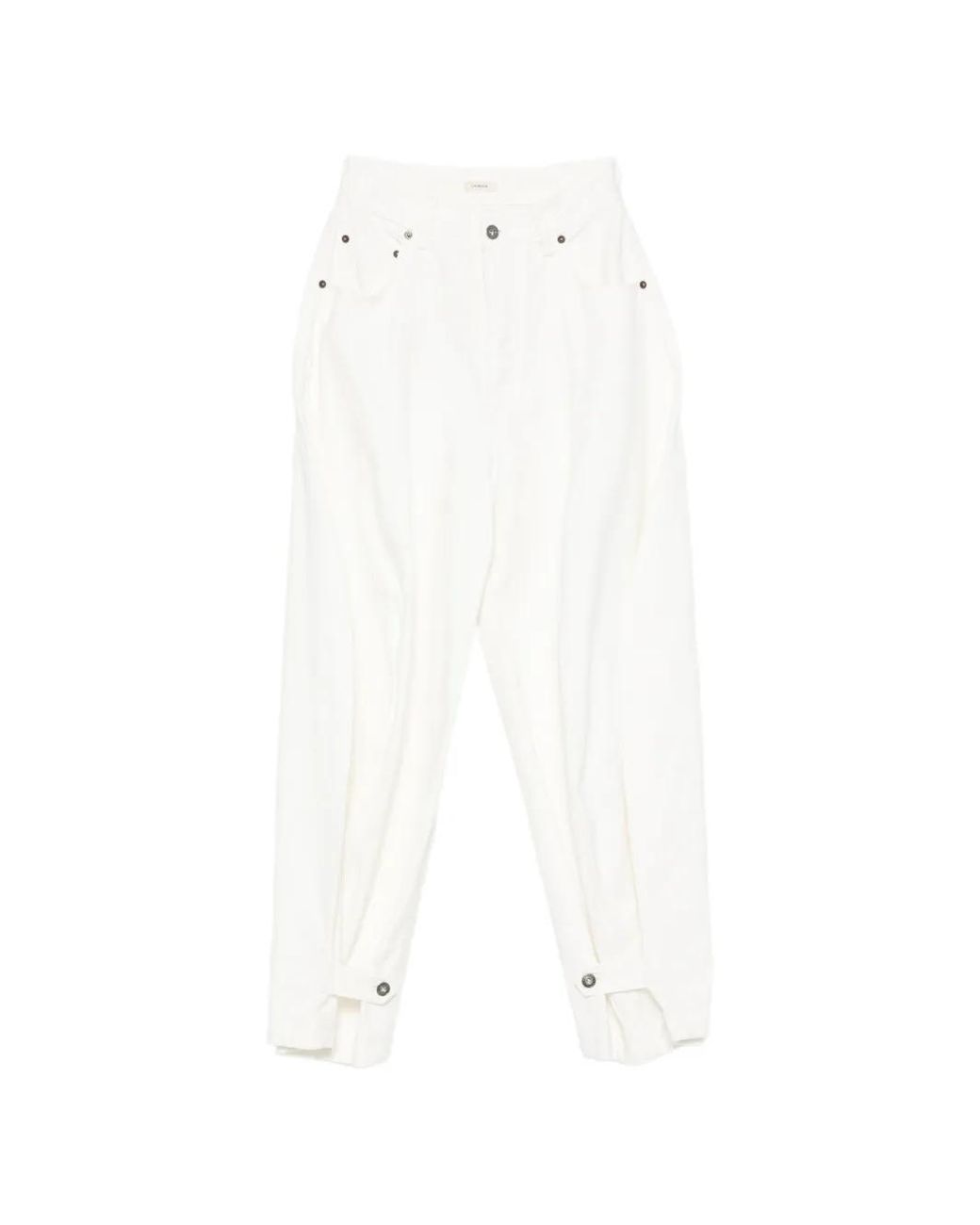 LAMRONS White Jean Plissé À Poignets Boutonnés