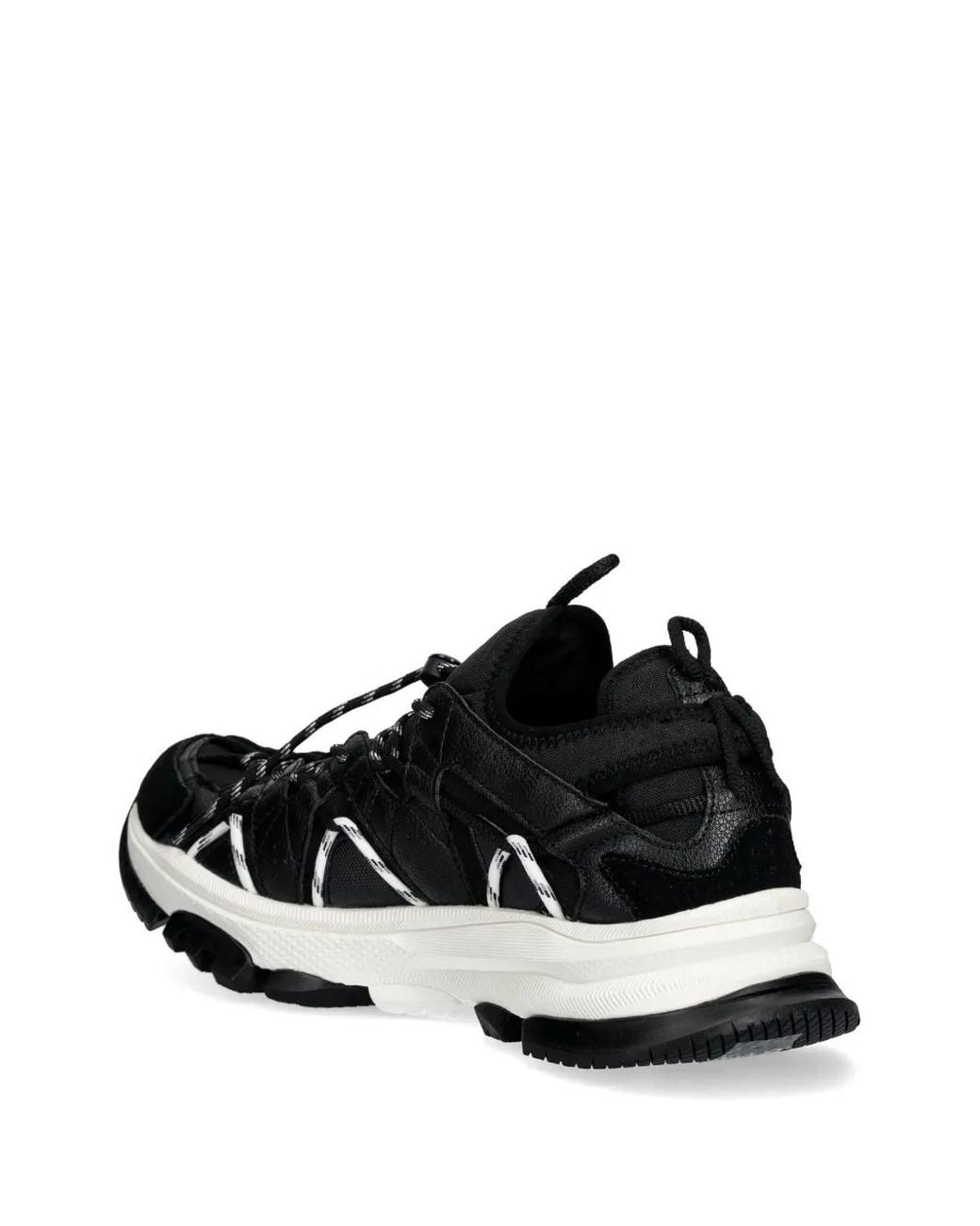 ARMANI EXCHANGE Black Quilted Lace-Up Sneakers for men
