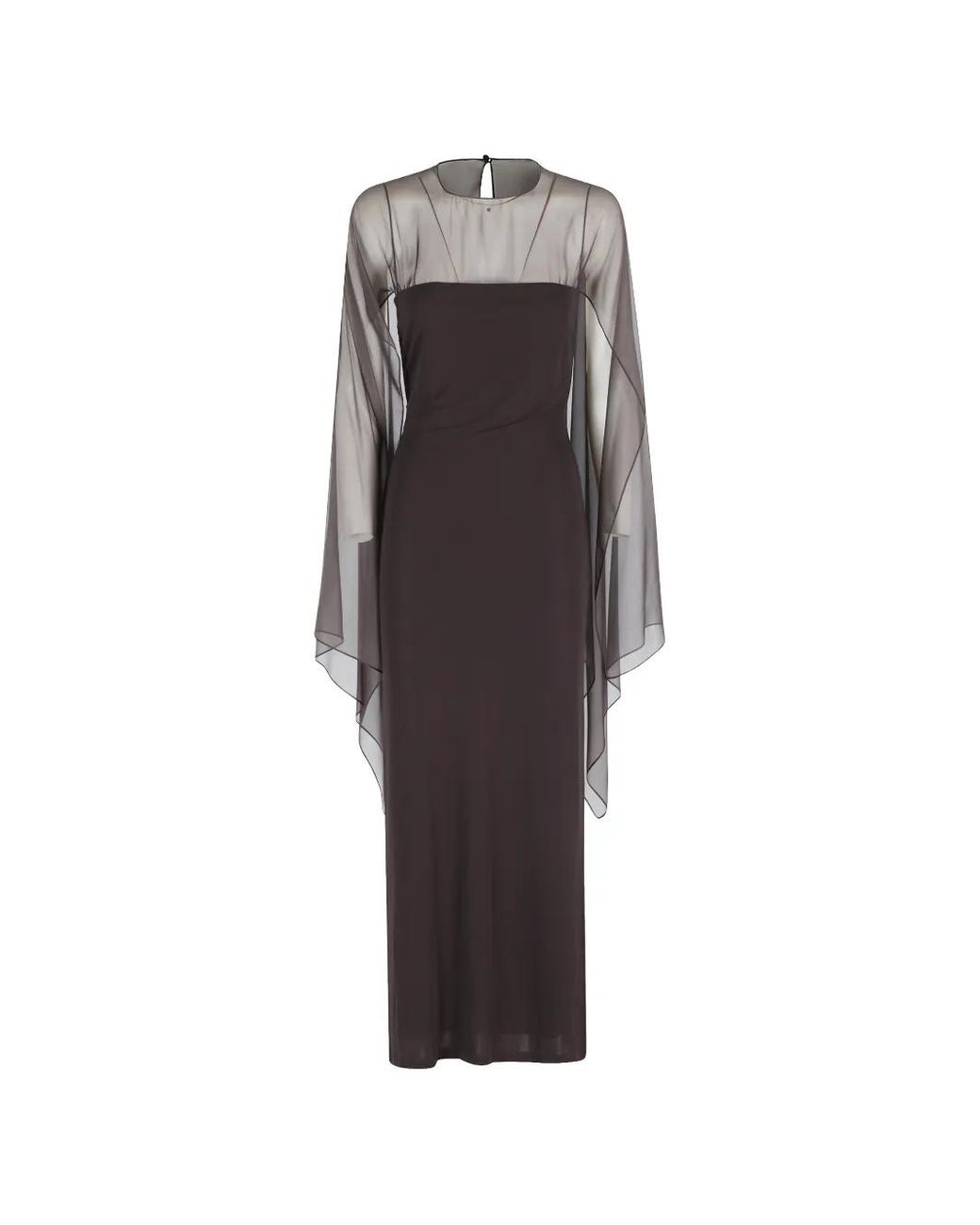 Alberta Ferretti Brown Overlay Maxi Dress