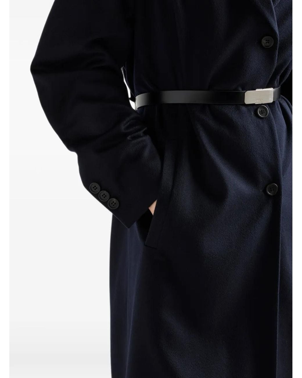 Prada Blue Single-Breasted Cashmere Overcoat