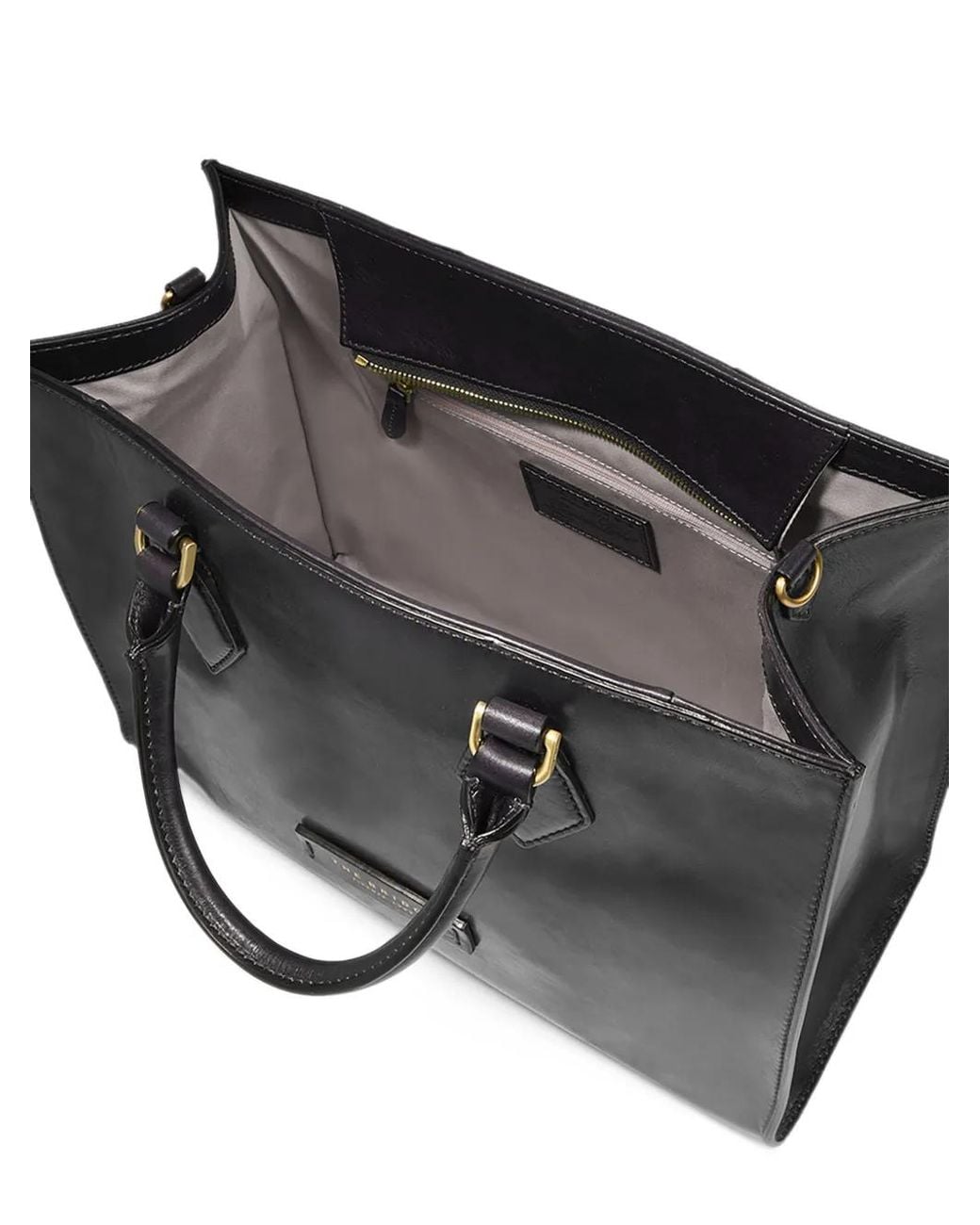 The Bridge Black Detachable-Strap Leather Tote Bag