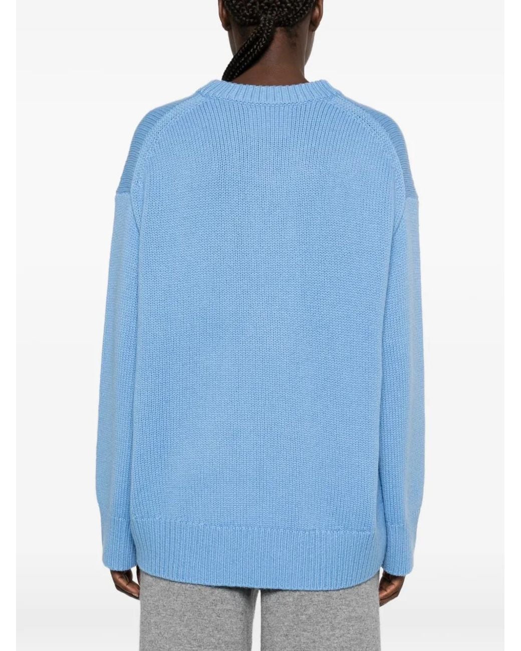 Lisa Yang Blue Ribbed-Knit Crew-Neck Sweater