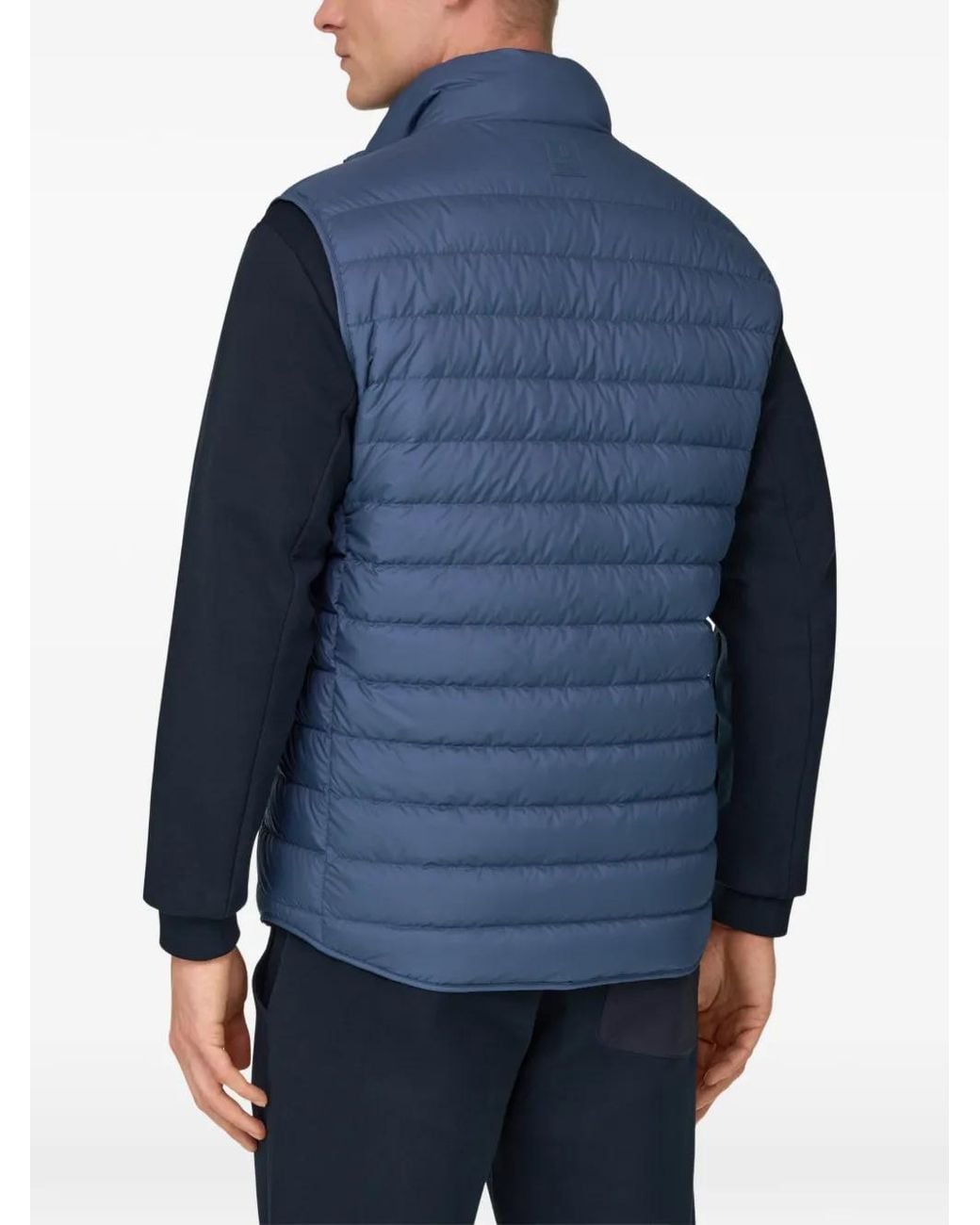 Boggi Blue Padded Logo Patch Gilet for men