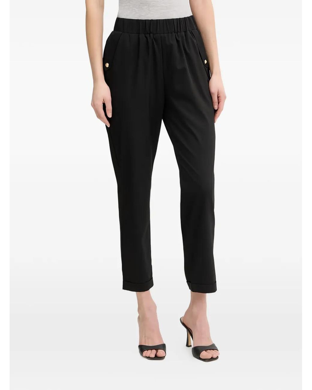 Liu Jo Black Slim-Fit Trousers With Turn-Ups