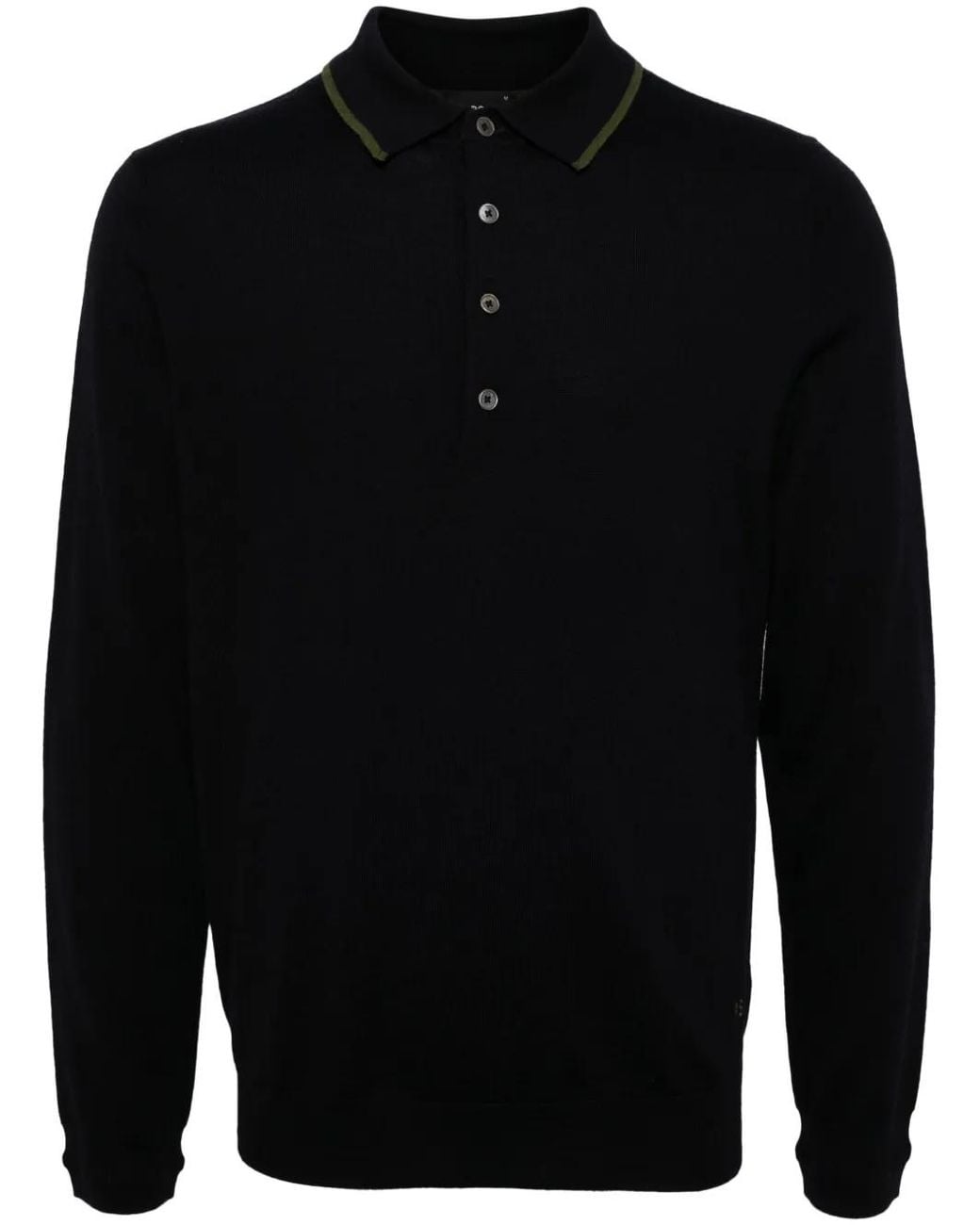 Paul Smith Blue Merino Wool Knitted Polo for men