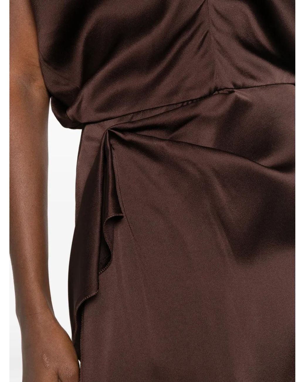 Lanvin Brown Draped Sleeveless Dress