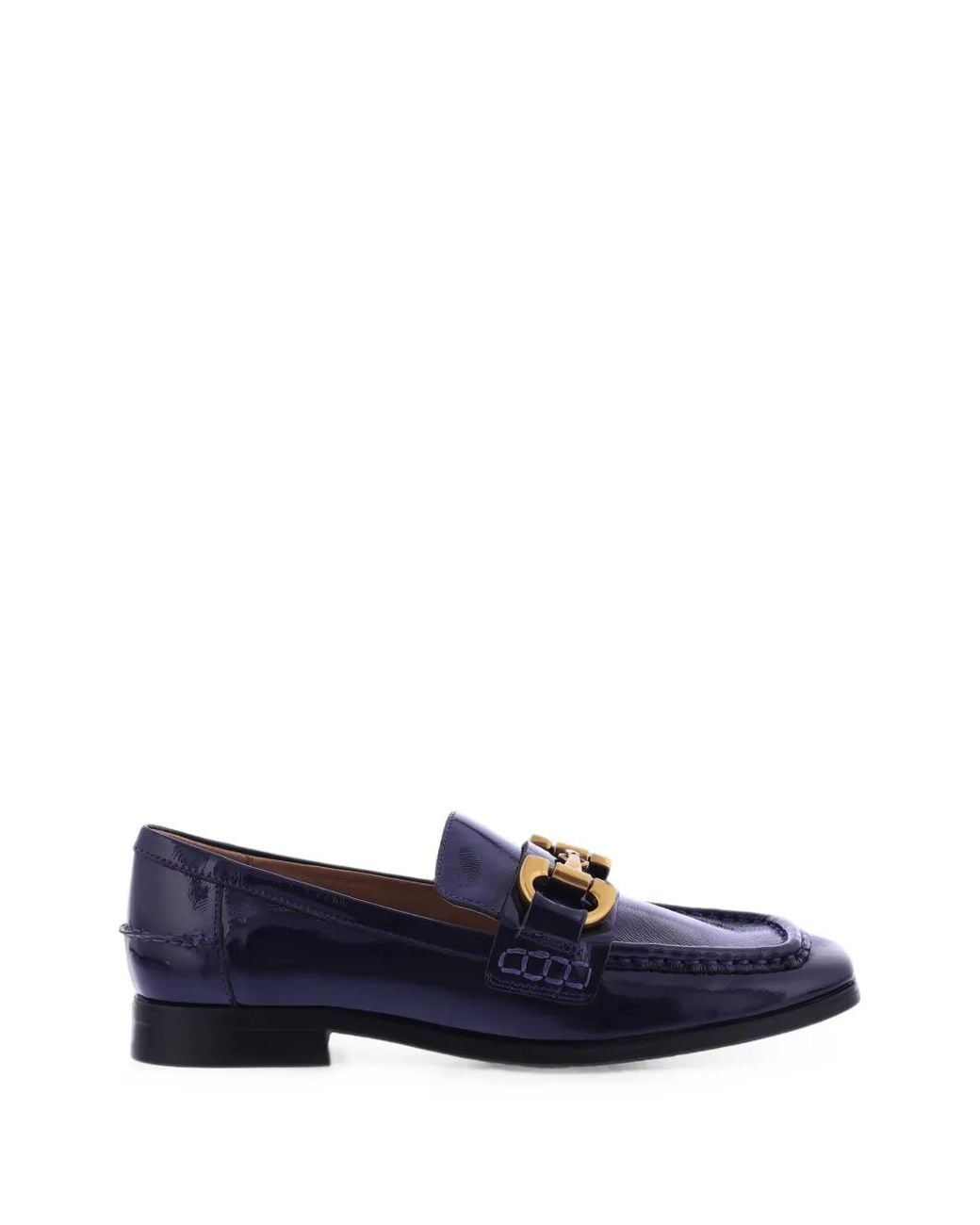 Bibi Lou Blue Drew Horsebit Patent Loafers