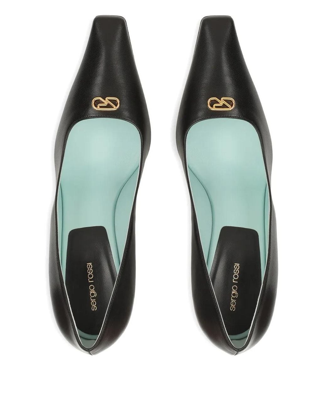 Sergio Rossi Black Surge Logo-Plaque Pumps