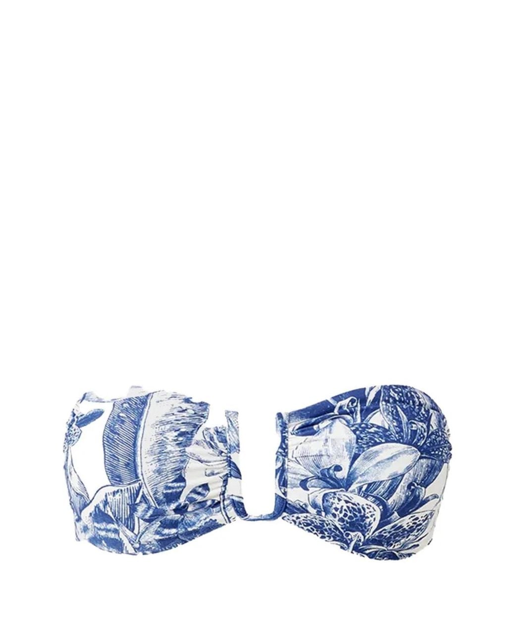 Melissa Odabash Blue Prague Paloma Floral-Print Bikini Top