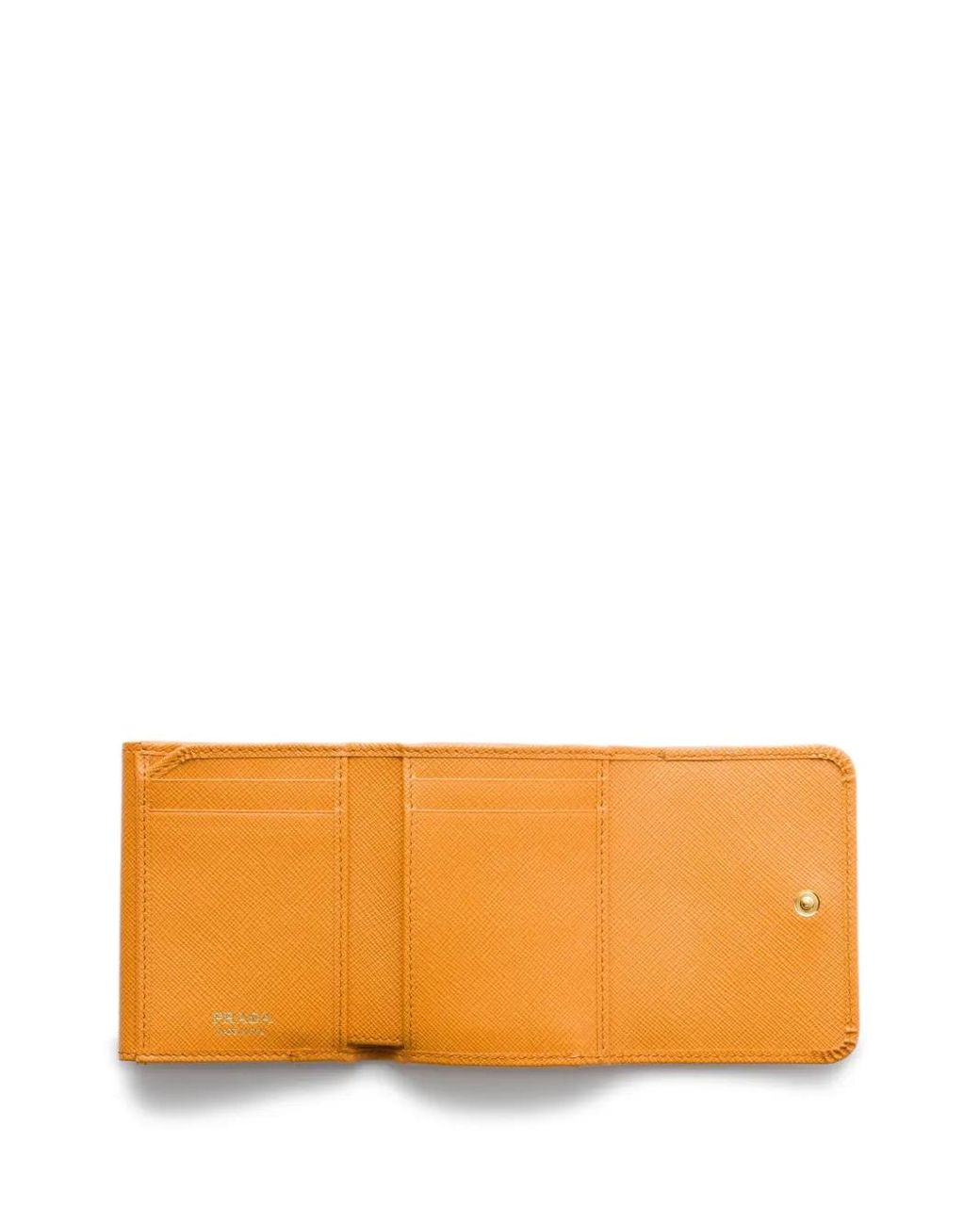Prada Small Leather Wallet in Orange | Lyst