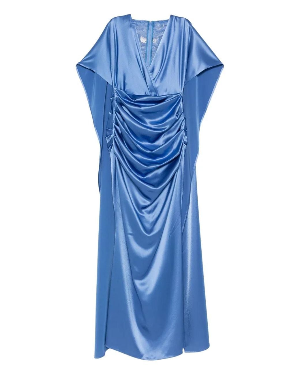 Talbot Runhof Blue Satin Draped Dress