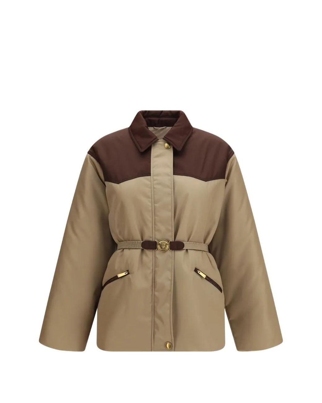 Versace Brown Veste Medusa À Taille Ceinturée