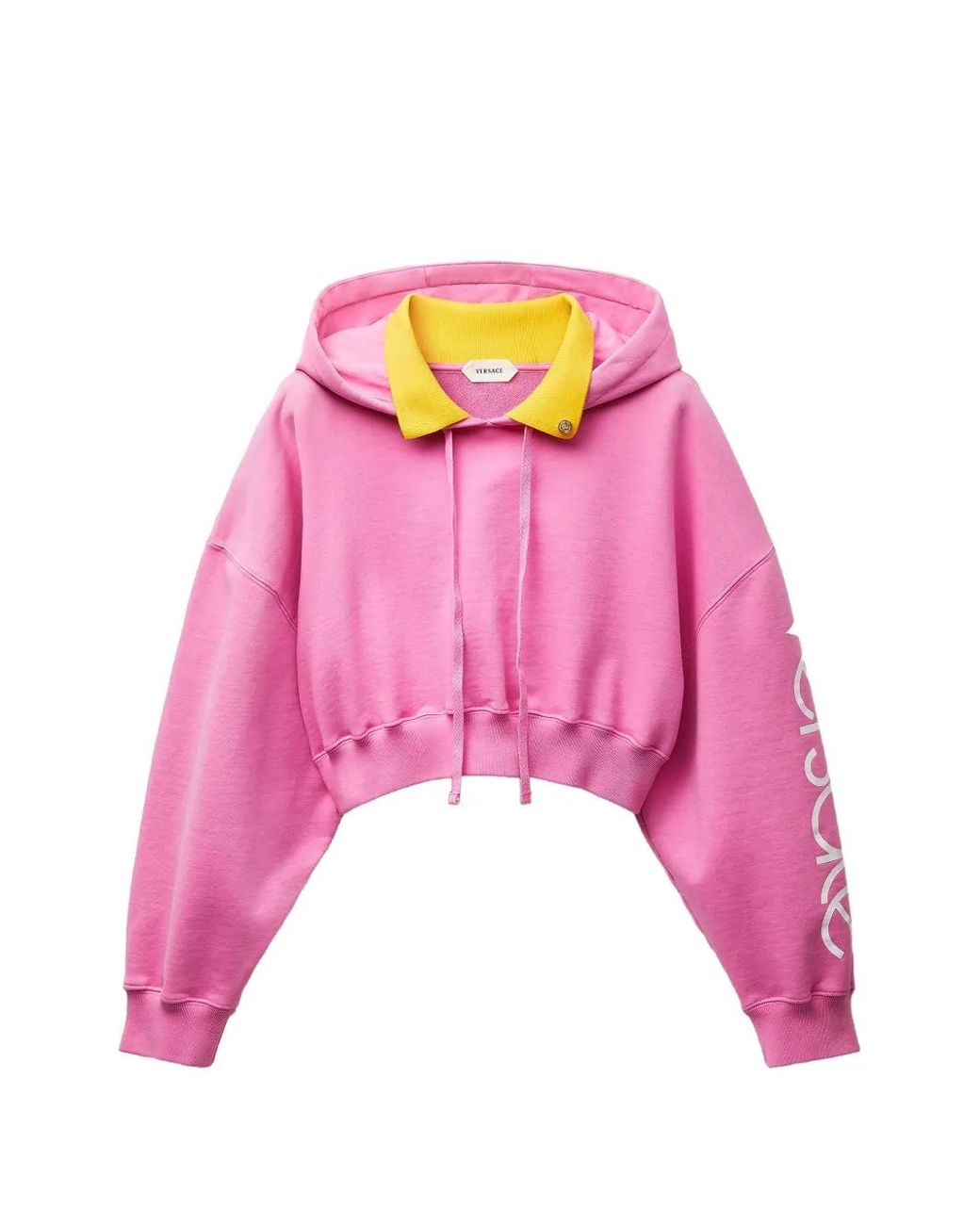 Versace Pink Cotton Crop Hoodie