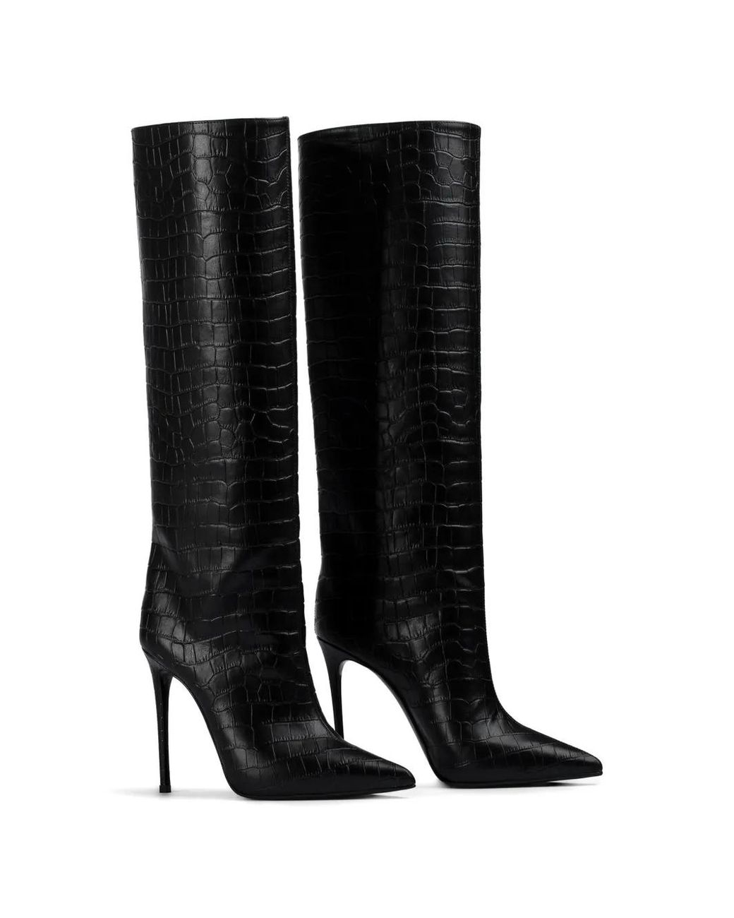 Le Silla Black Eva Croc-Effect Boots