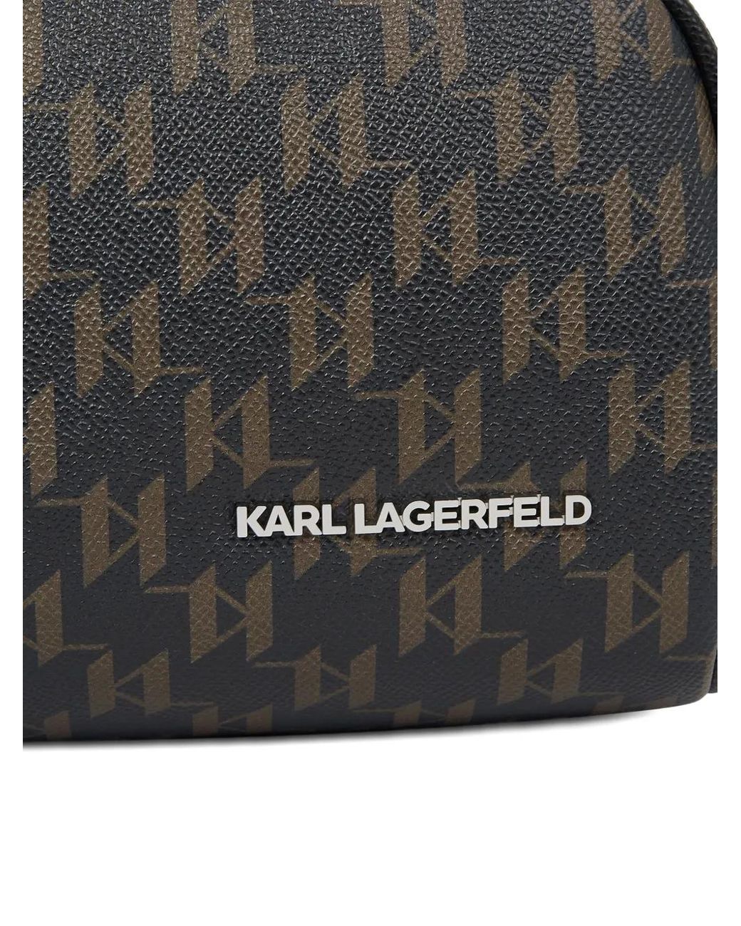 Karl Lagerfeld Black Monogram-Pattern Wash Bag for men