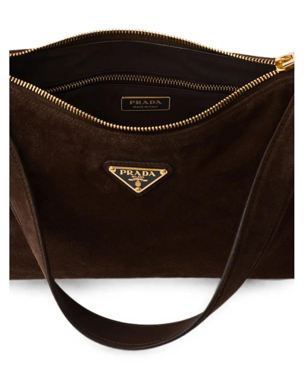 Prada Brown Aimée Medium Suede Shoulder Bag