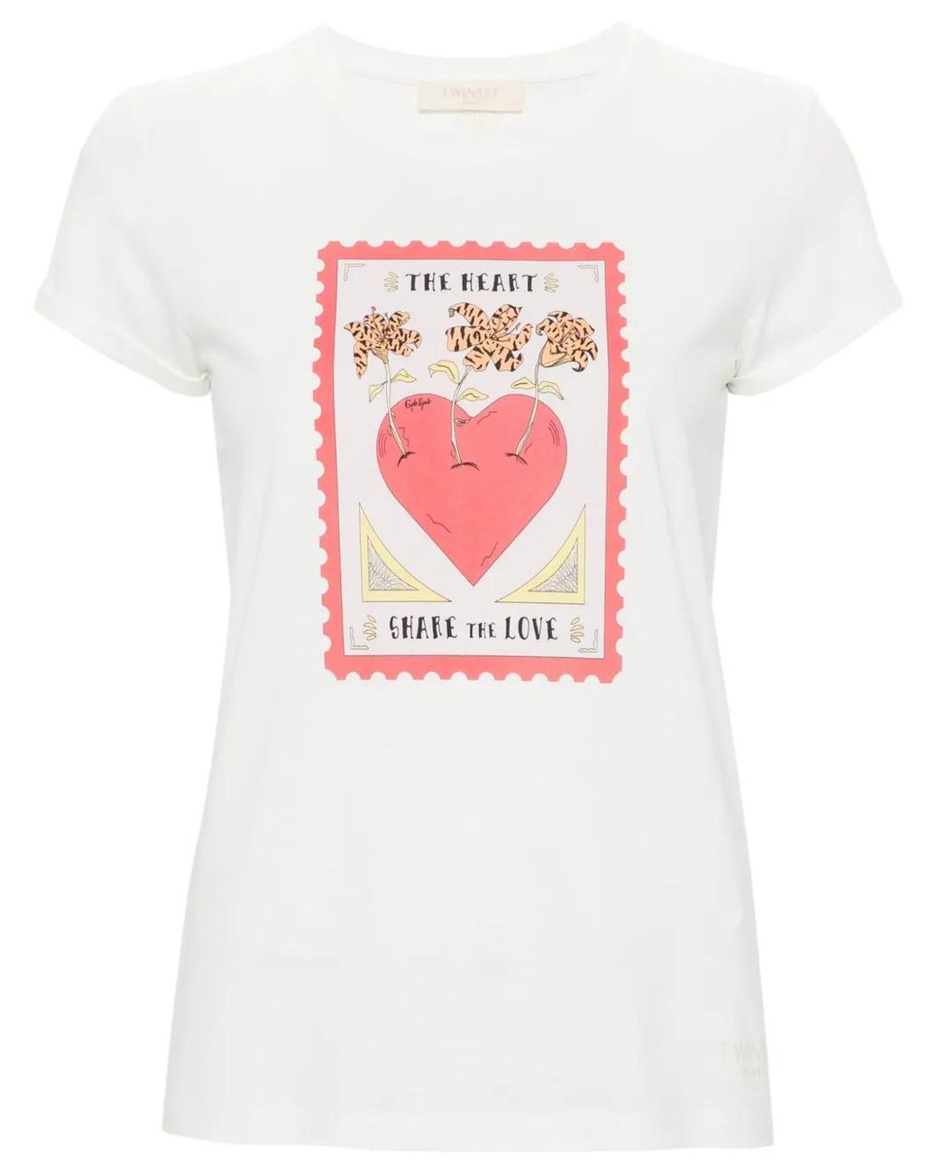 Twinset White Graphic-Print Cotton T-Shirt
